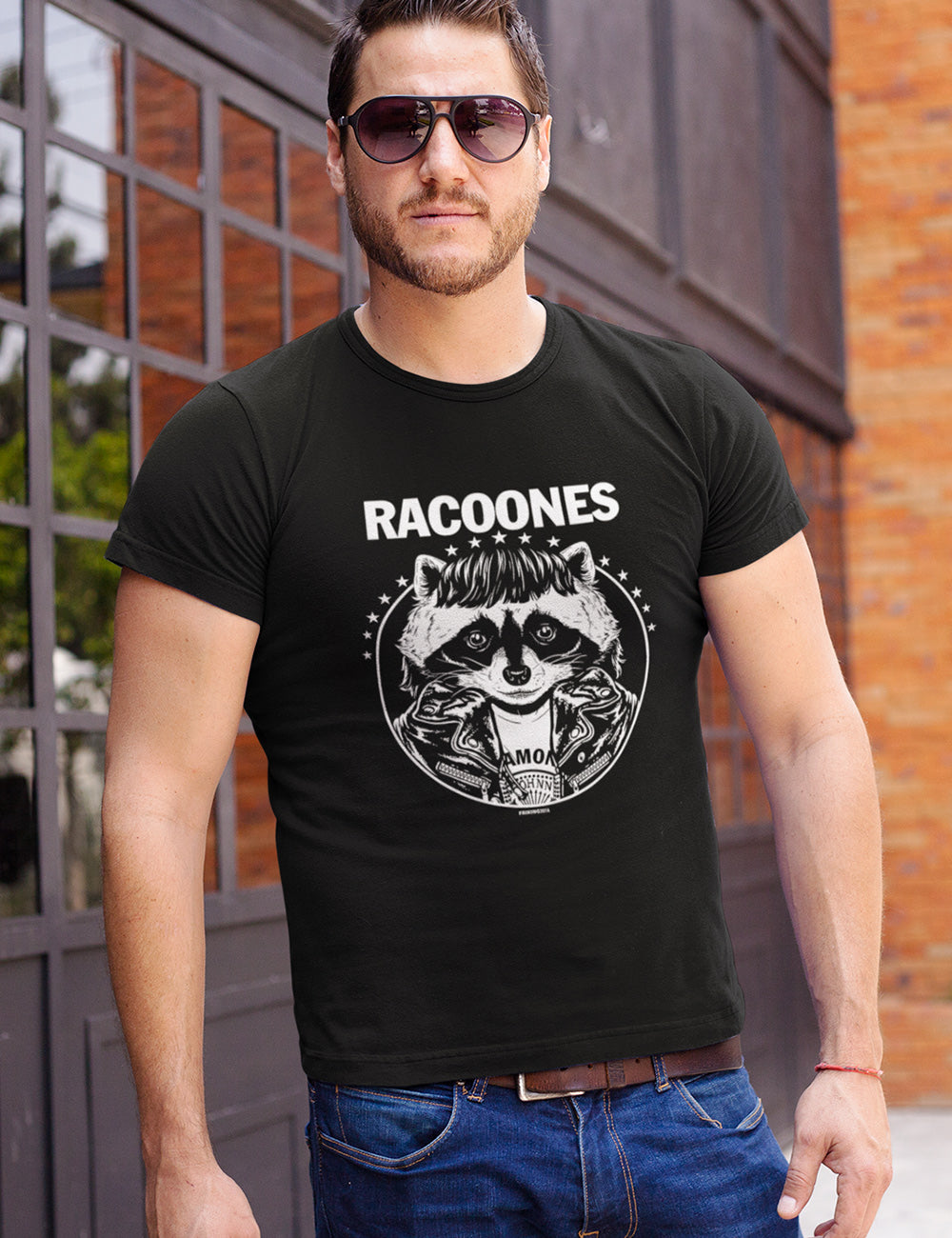 Camiseta divertida hombre Racoones black - Friking.es